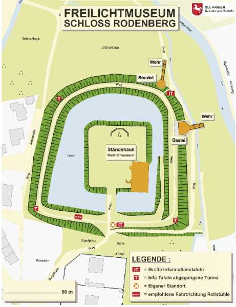 Karte des Freilichtmuseums (Burganlage) Rodenberg